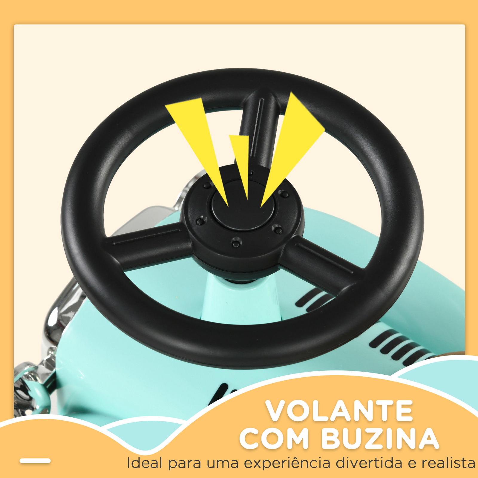 Carro andador para bebé de 12 a 36 meses com buzina compartimento de armazenamento e volante 58x27x35 cm verde menta