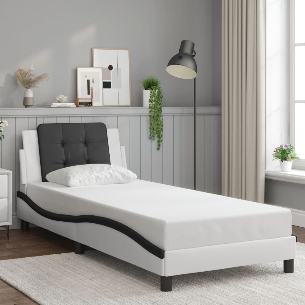 Estrutura de cama com LED sem colchão zadar 90x200cm branco/preto