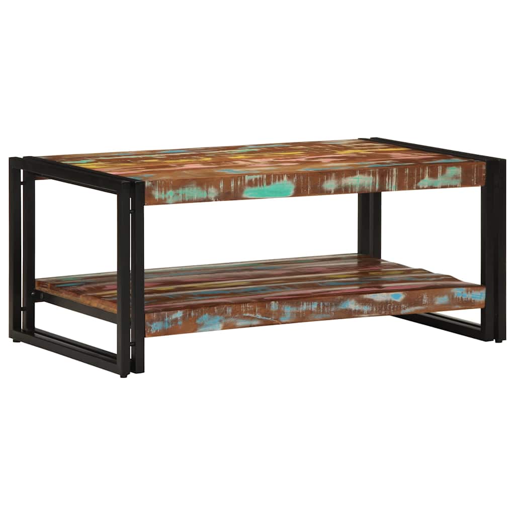 Mesa de centro multicor 90x50x38 cm madeira maciça recuperada