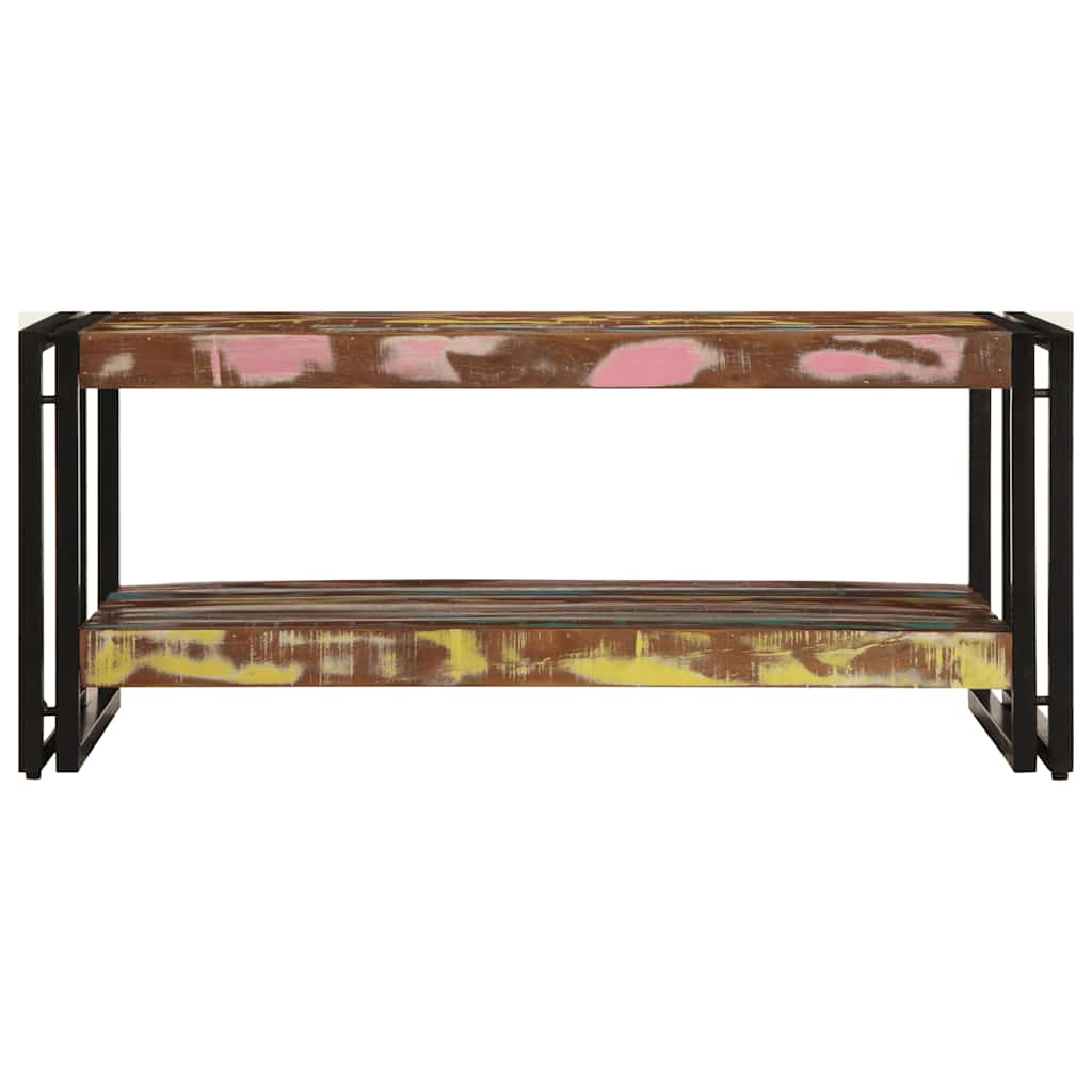 Mesa de centro multicor 90x50x38 cm madeira maciça recuperada