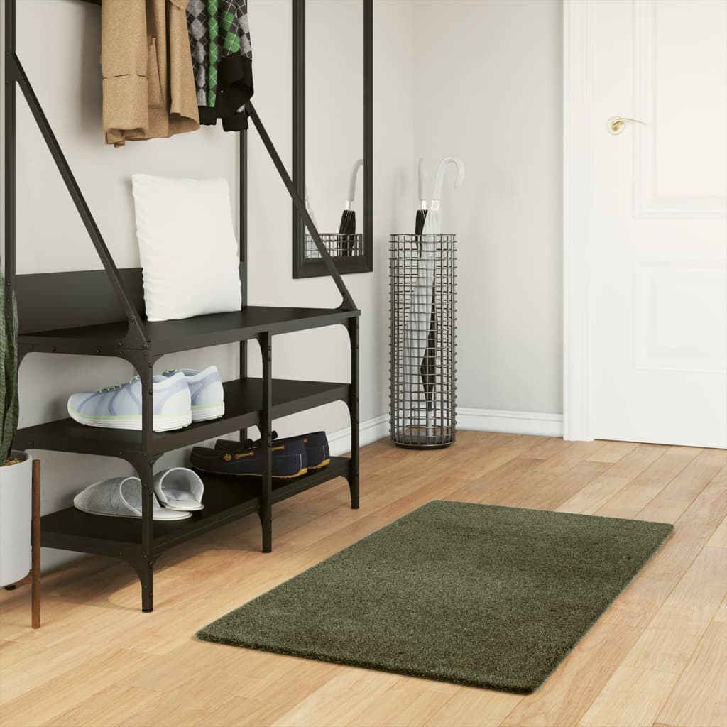 Tapete pelo curto macio lavável huarte 60x110 cm verde-floresta
