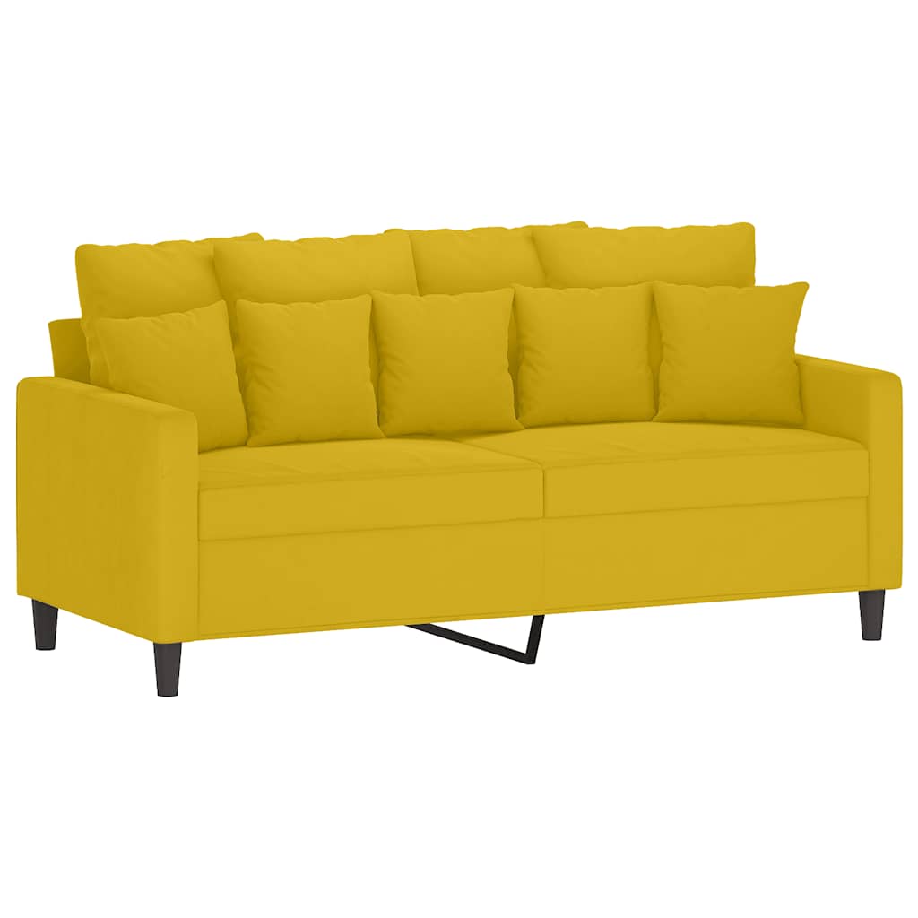 2 Pcs conjunto de sofás com almofadões veludo amarelo