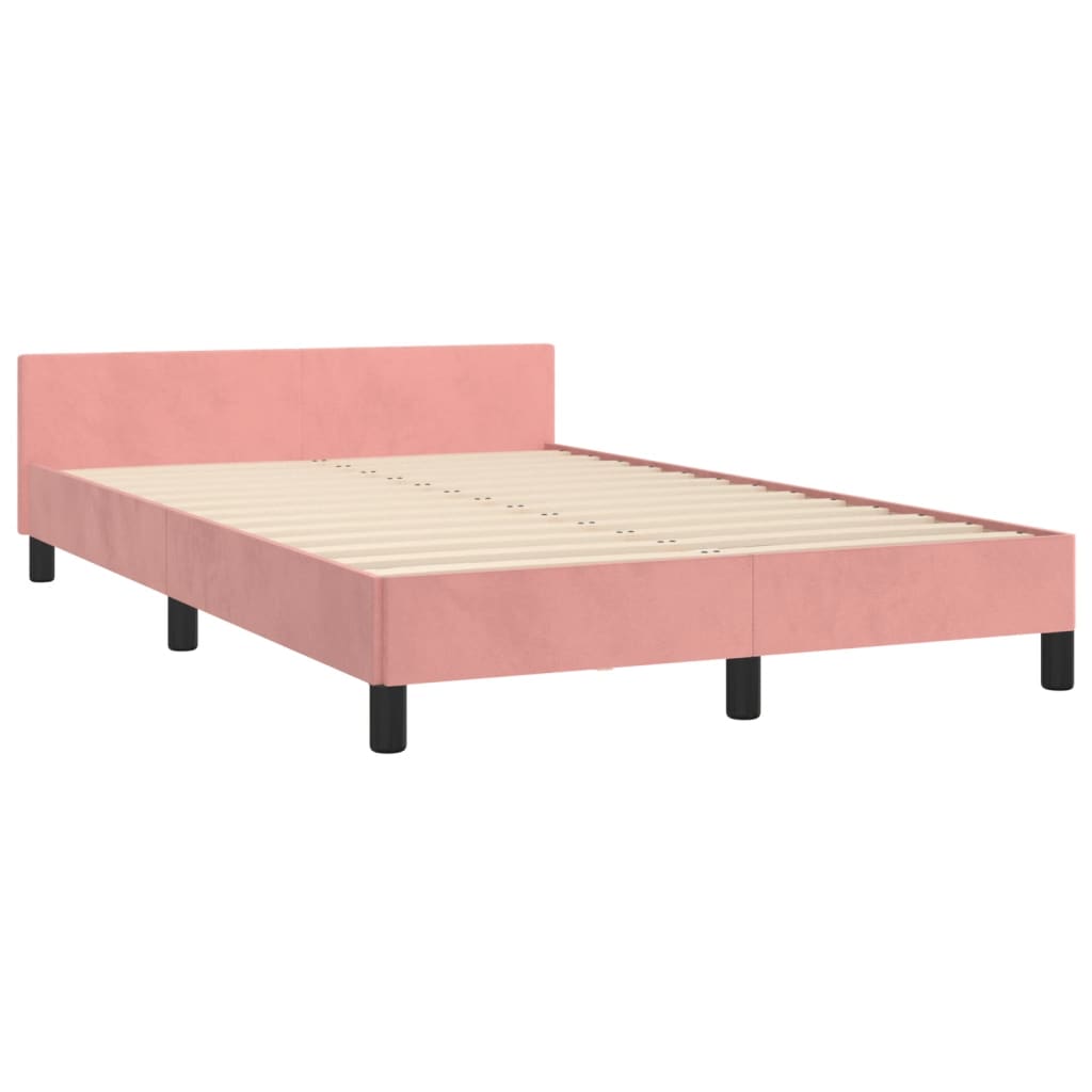 Estrutura de cama sem colchão 120x190 cm veludo rosa
