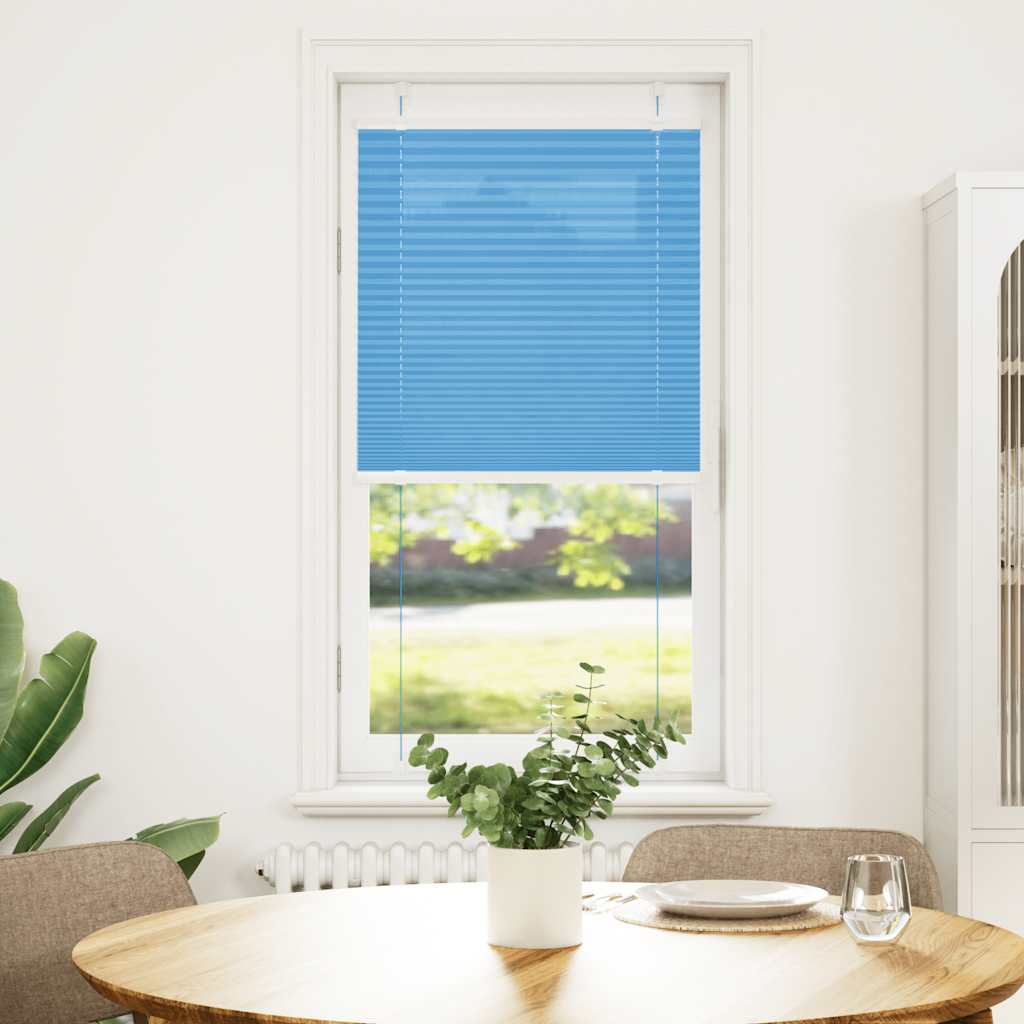 Plissado cego azul 55x150 cm largura tecido 54,4 cm poliéster