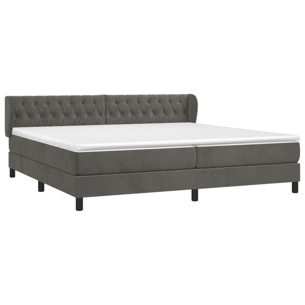 Cama com molas/colchão 200x200 cm veludo cinzento-escuro