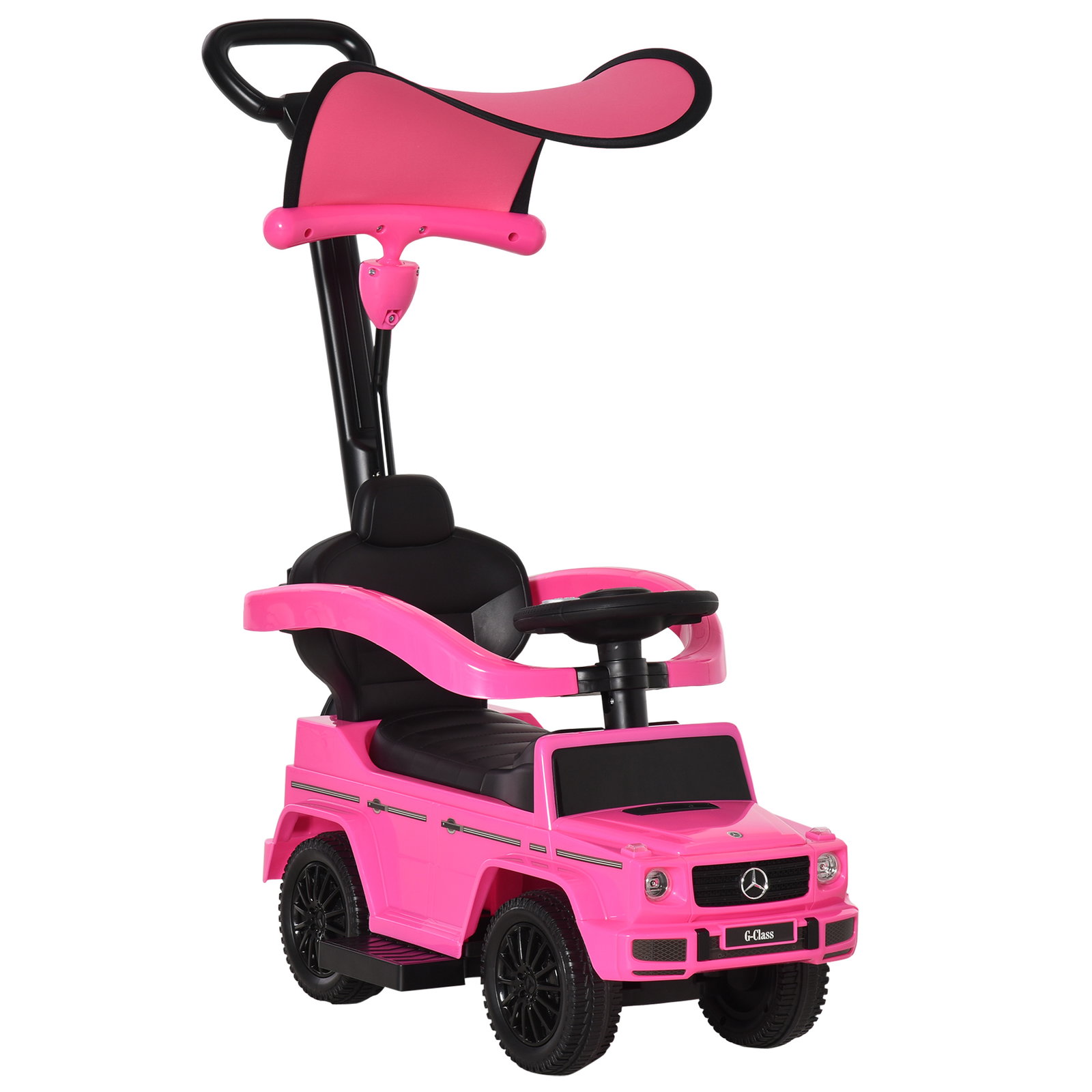 Carro Andador para Crianças Mercedes G350 com Buzina Capô Removível Encosto e Suporte de Proteção 85,5x40,5x95 cm Rosa