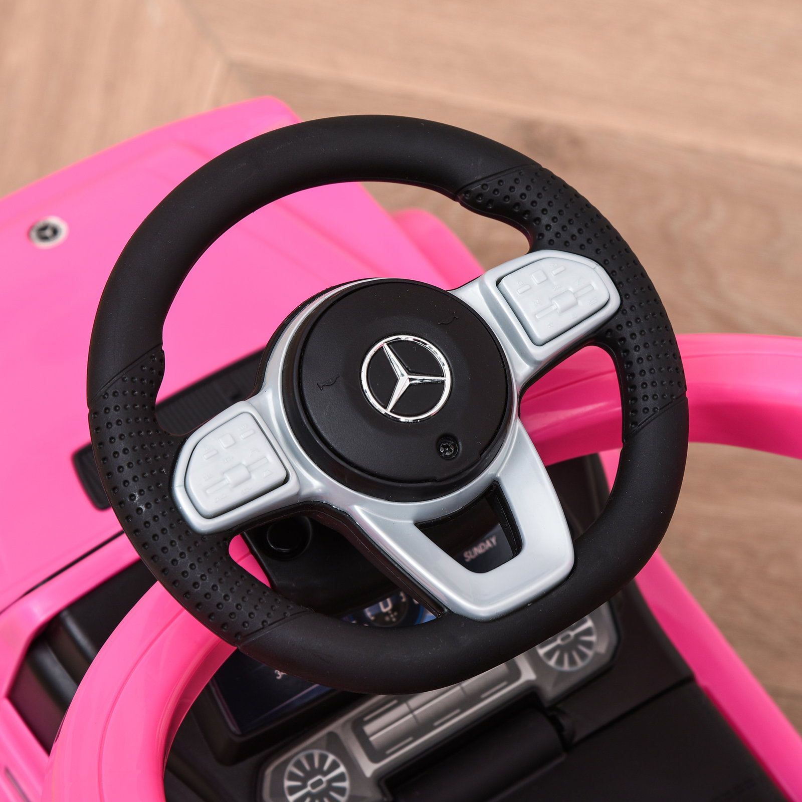 Carro Andador para Crianças Mercedes G350 com Buzina Capô Removível Encosto e Suporte de Proteção 85,5x40,5x95 cm Rosa