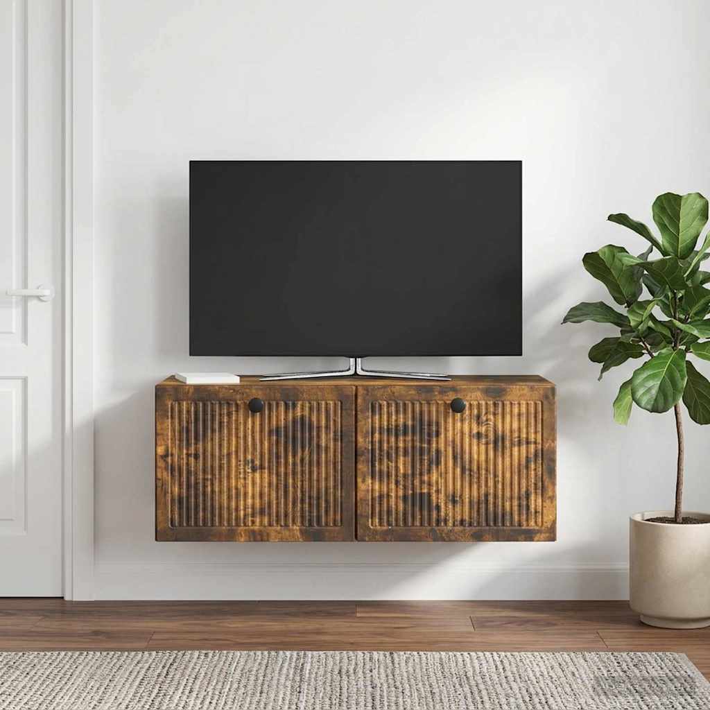 Gabinete de TV de parede carvalho fumado 78,5 x 31 x 30 cm