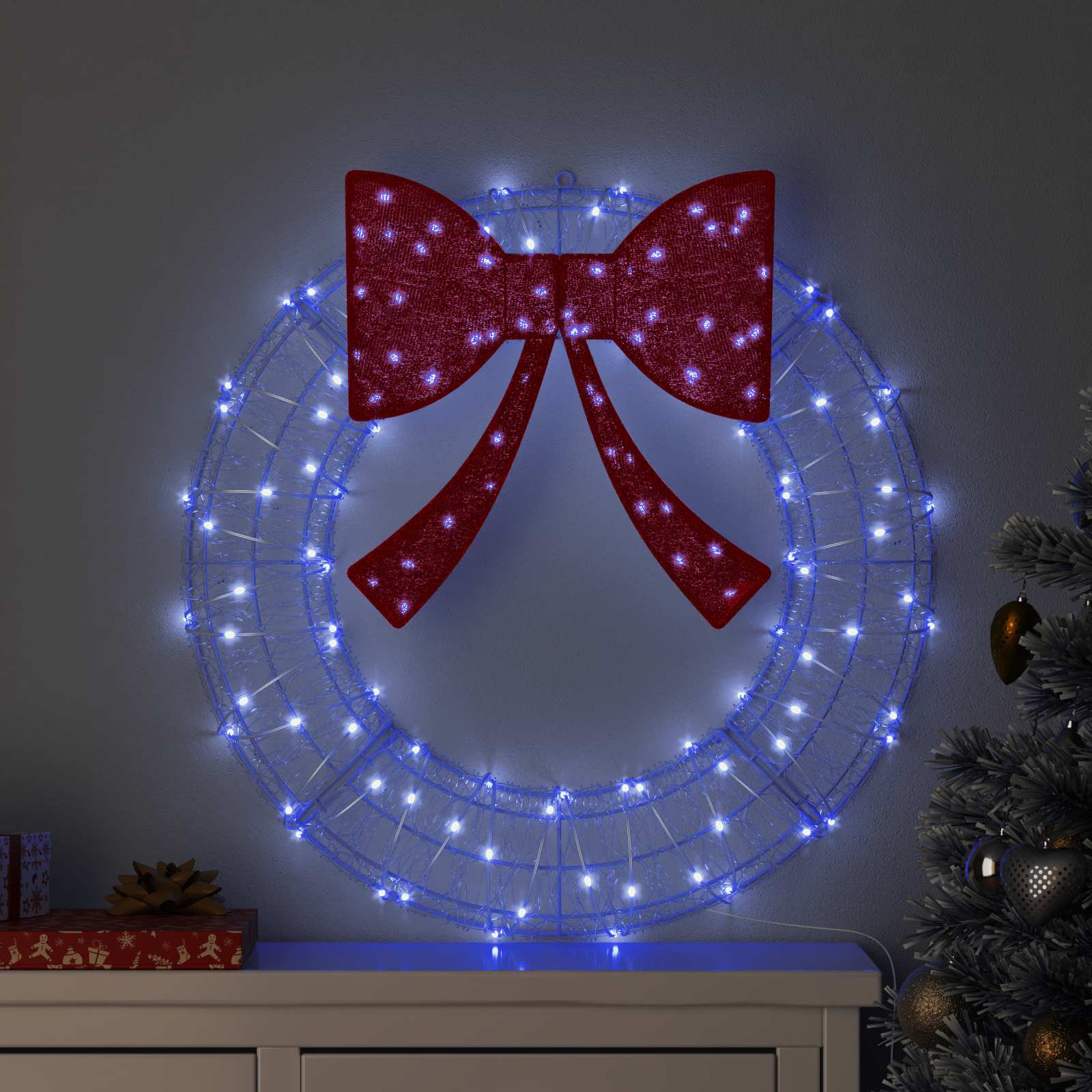 Guirlanda com 60 leds azul 76 x 76 x 8,5 cm acrílo