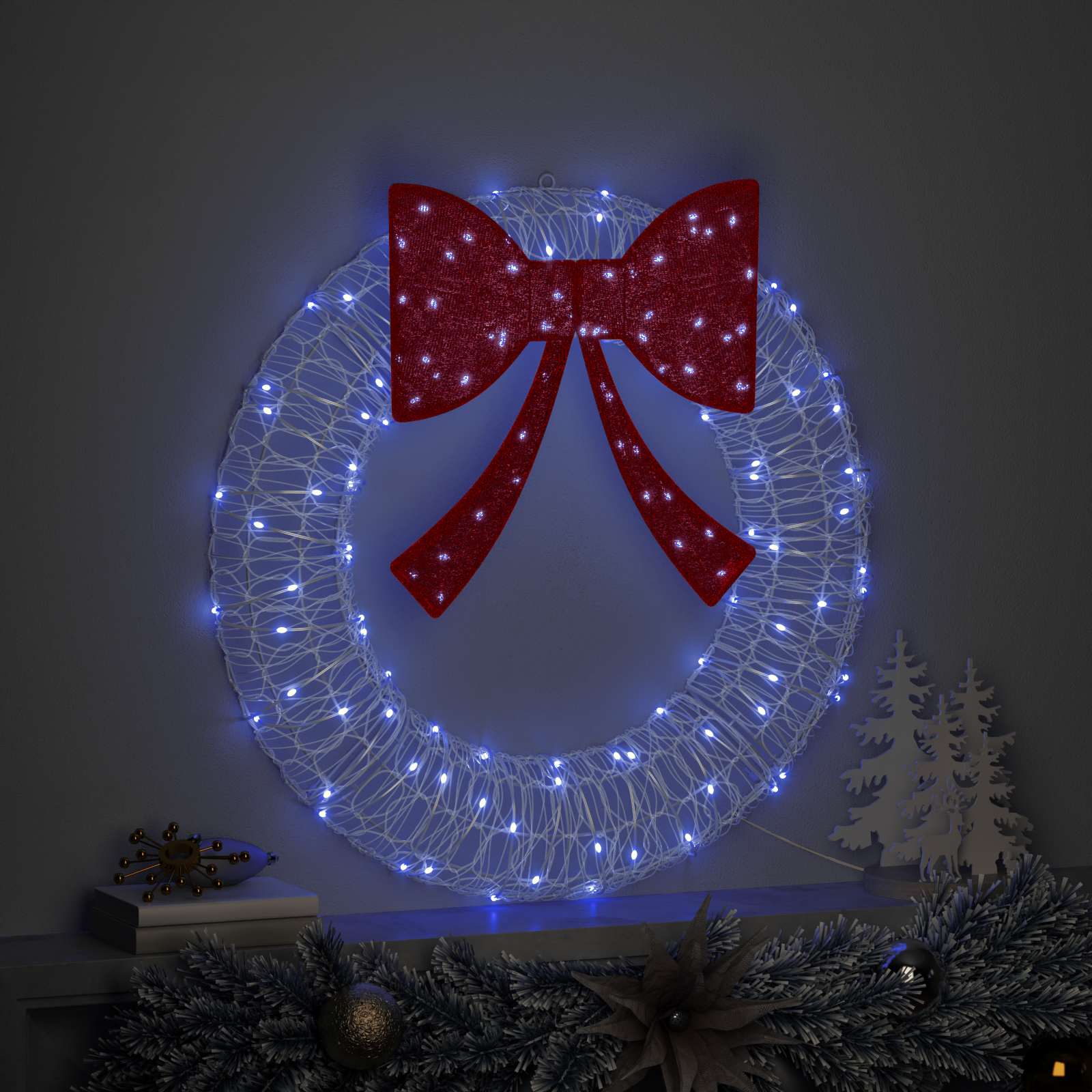 Guirlanda com 60 leds azul 76 x 76 x 8,5 cm acrílo