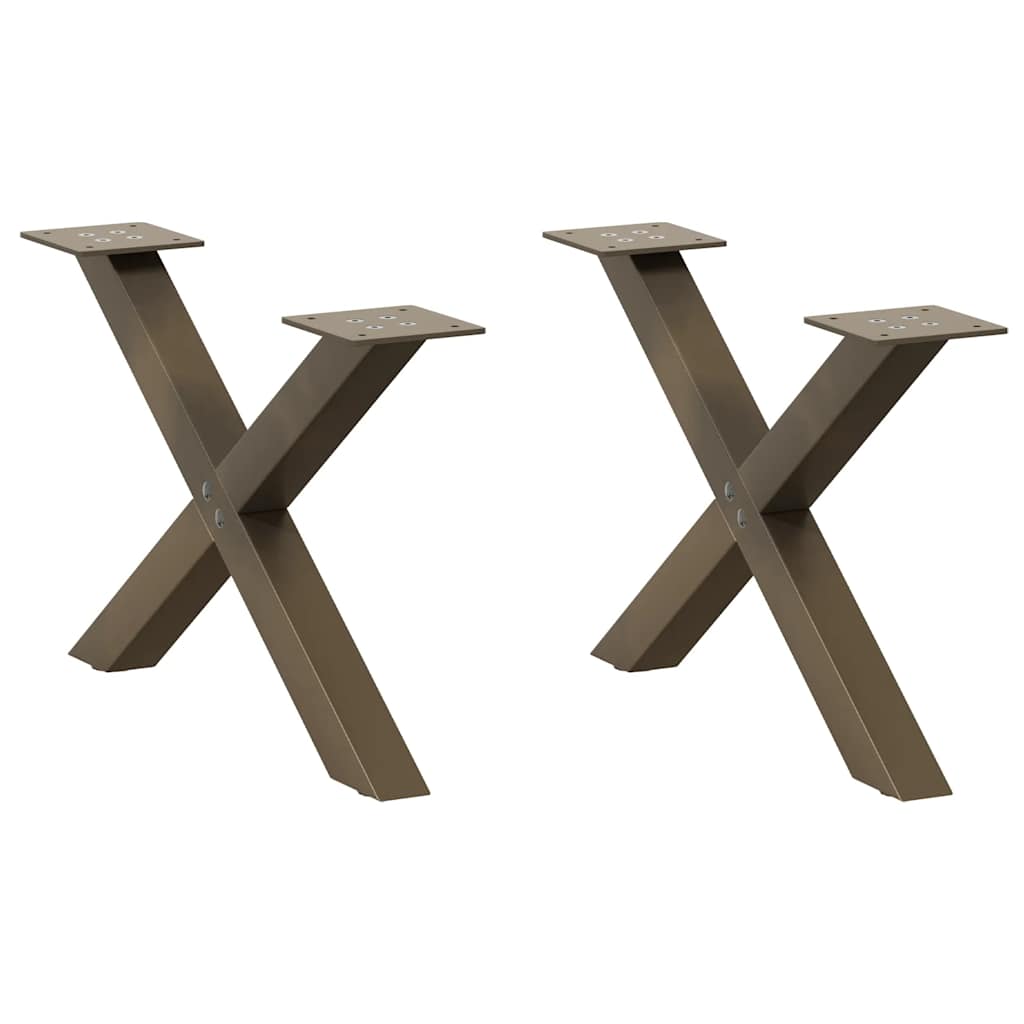 Pés para mesa de centro em formato de x, 2 peças, aço natural, 60x(30-31) cm, aço