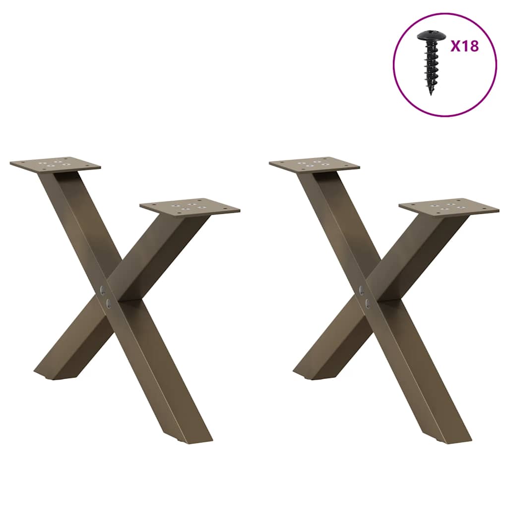 Pés para mesa de centro em formato de x, 2 peças, aço natural, 60x(30-31) cm, aço