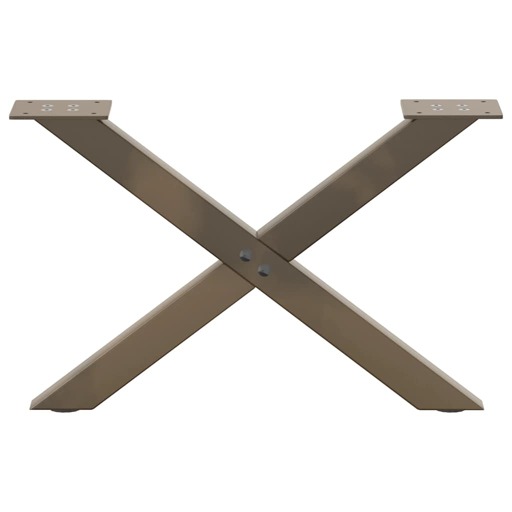 Pés para mesa de centro em formato de x, 2 peças, aço natural, 60x(30-31) cm, aço