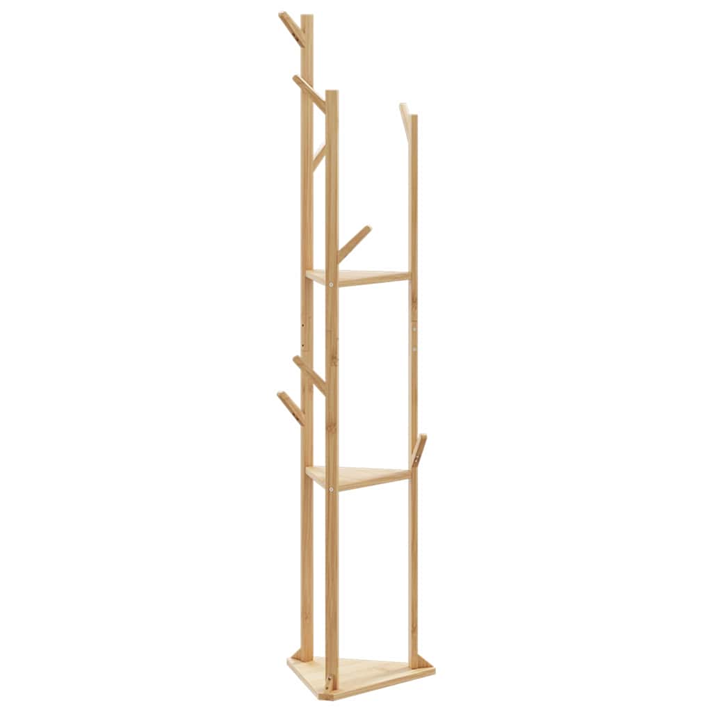 Cabide com ganchos e prateleiras 39x33x166 cm bambu