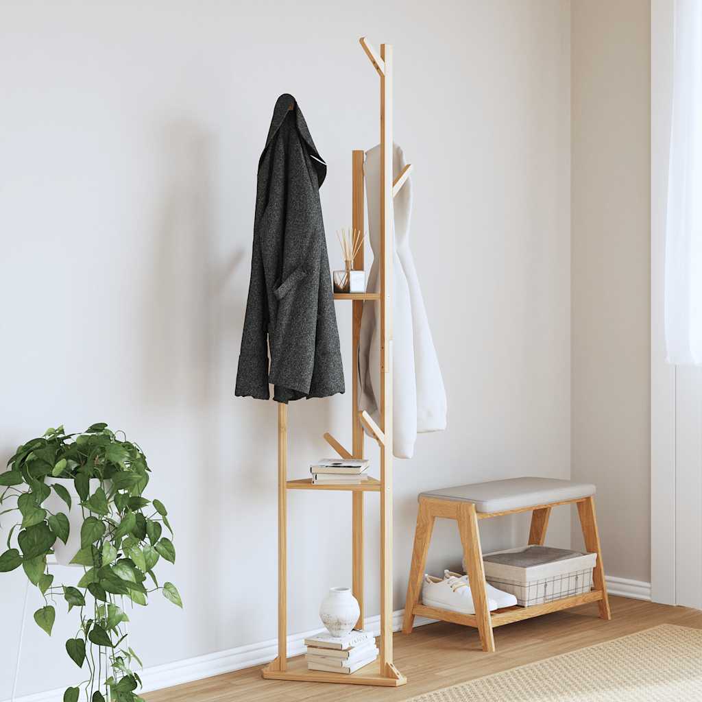 Cabide com ganchos e prateleiras 39x33x166 cm bambu