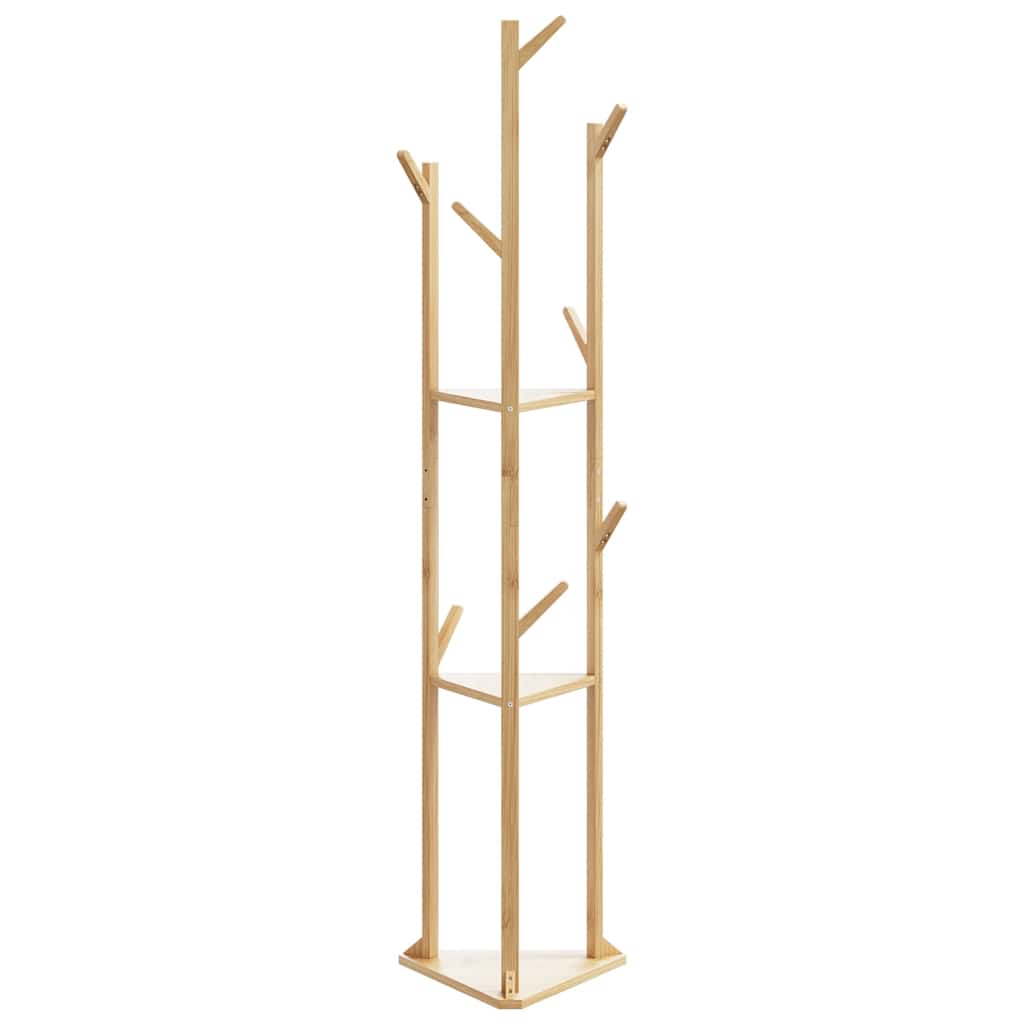 Cabide com ganchos e prateleiras 39x33x166 cm bambu