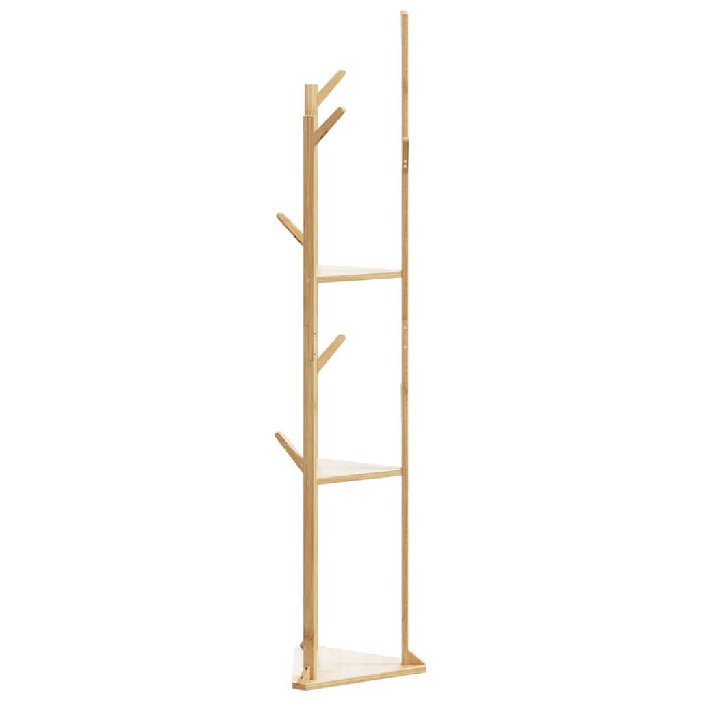 Cabide com ganchos e prateleiras 39x33x166 cm bambu