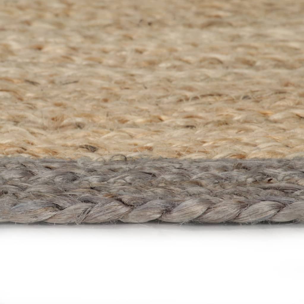 Tapete artesanal em juta com rebordo cinzento 120 cm
