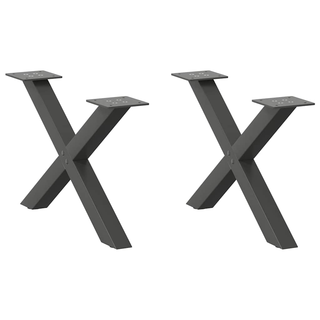 Pés para mesa de centro em formato de x, 2 peças, antracite, 60x(30-31) cm, aço