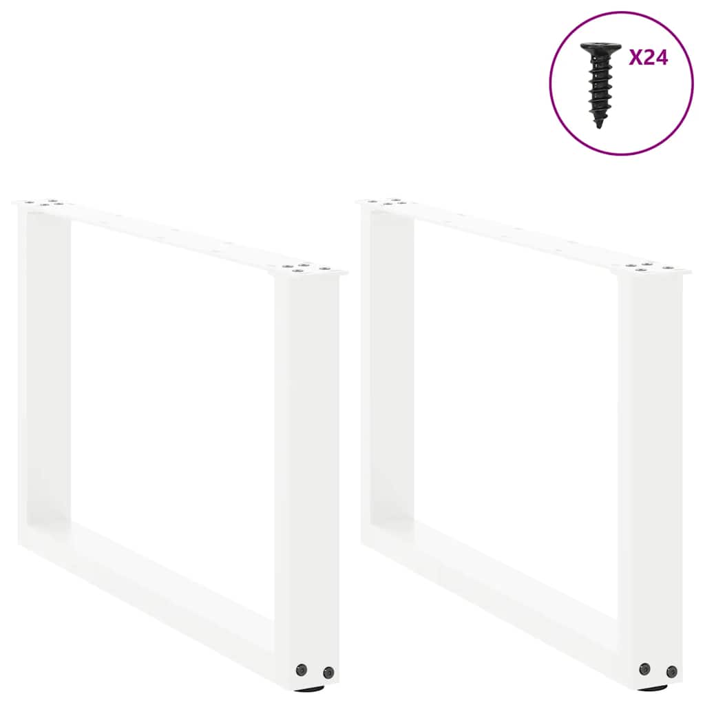 Pés para mesa de centro em formato de u, 2 peças, branco, 60x (42-43) cm, aço