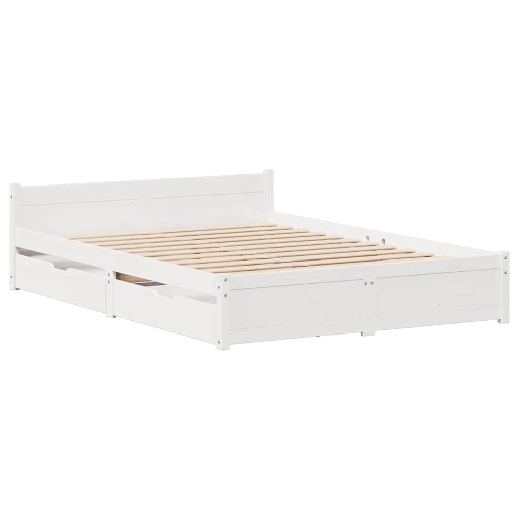 Cama sem colchão 140x200 cm madeira de pinho maciça branco