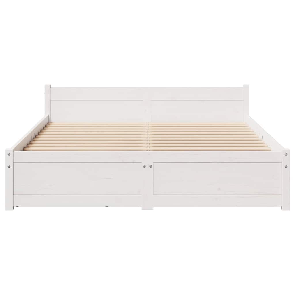 Cama sem colchão 140x200 cm madeira de pinho maciça branco