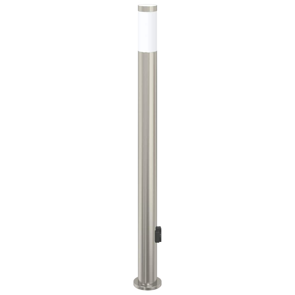 Luminária de poste com tomada, 110 cm, aço inoxidável, IP44