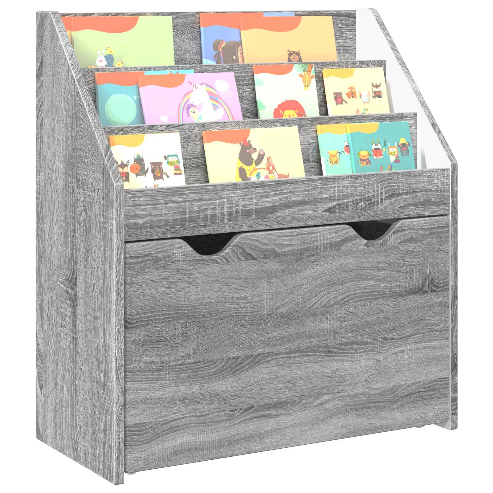 Estante infantil com gaveta cinza sonoma 60 x 29,5 x 69 cm