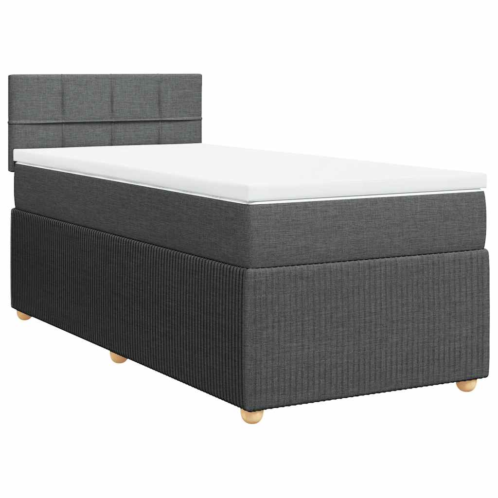 Cama com molas/colchão 100x200 cm tecido cinza-escuro