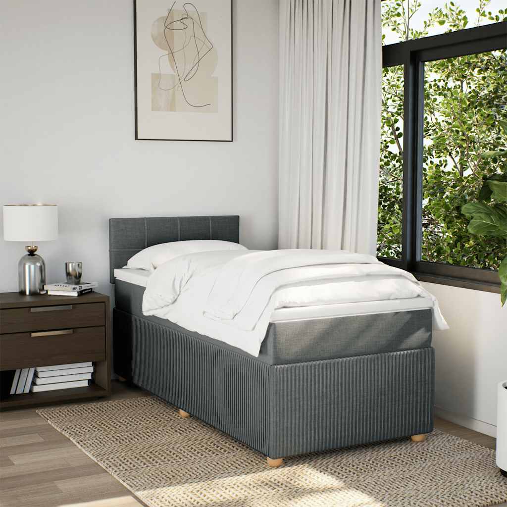 Cama com molas/colchão 100x200 cm tecido cinza-escuro