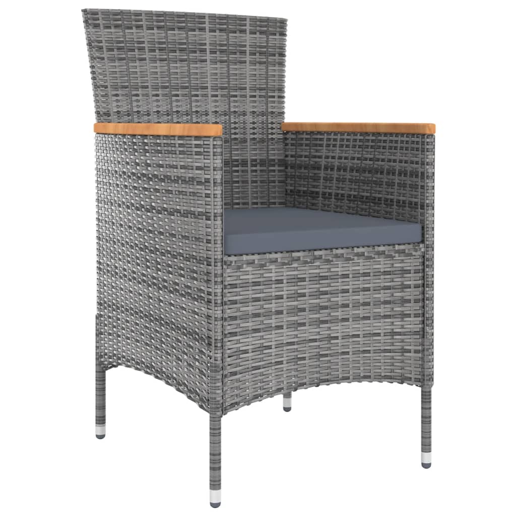 9 Pcs conjunto jantar exterior c/ almofadões vime PE cinzento