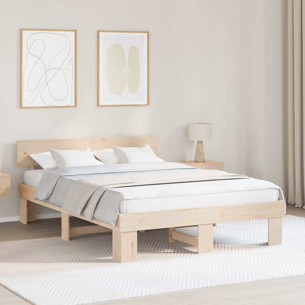 Estrutura da cama com cabeceira natural 150 x 200 cm