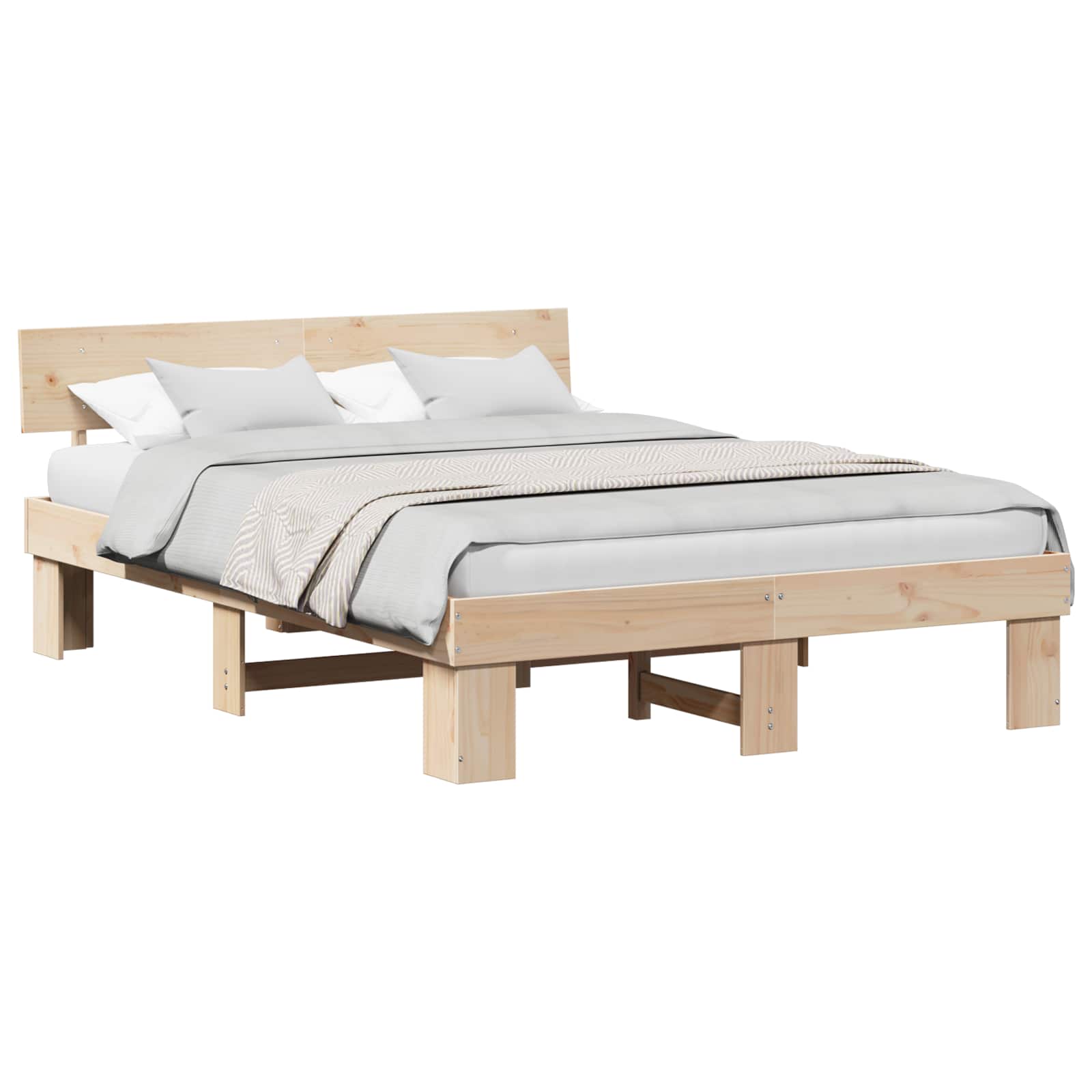 Estrutura da cama com cabeceira natural 150 x 200 cm