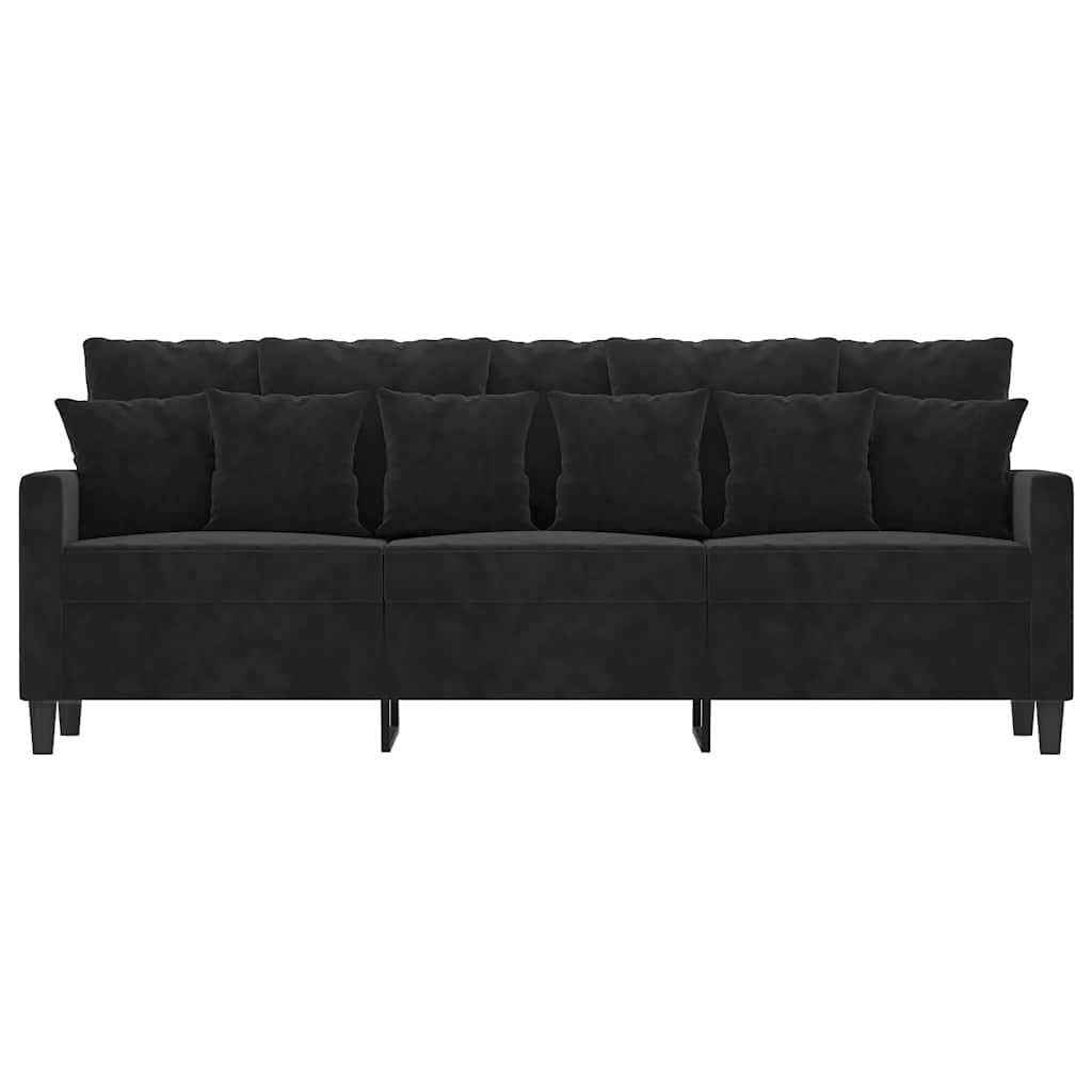 Sofá de 3 lugares 180 cm veludo preto