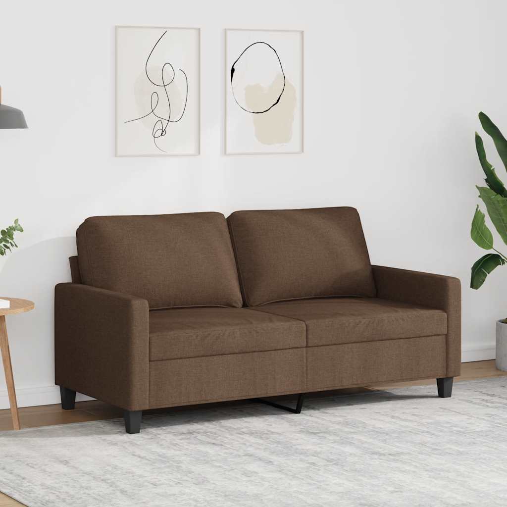 Sofá de 2 lugares tecido 140 cm castanho