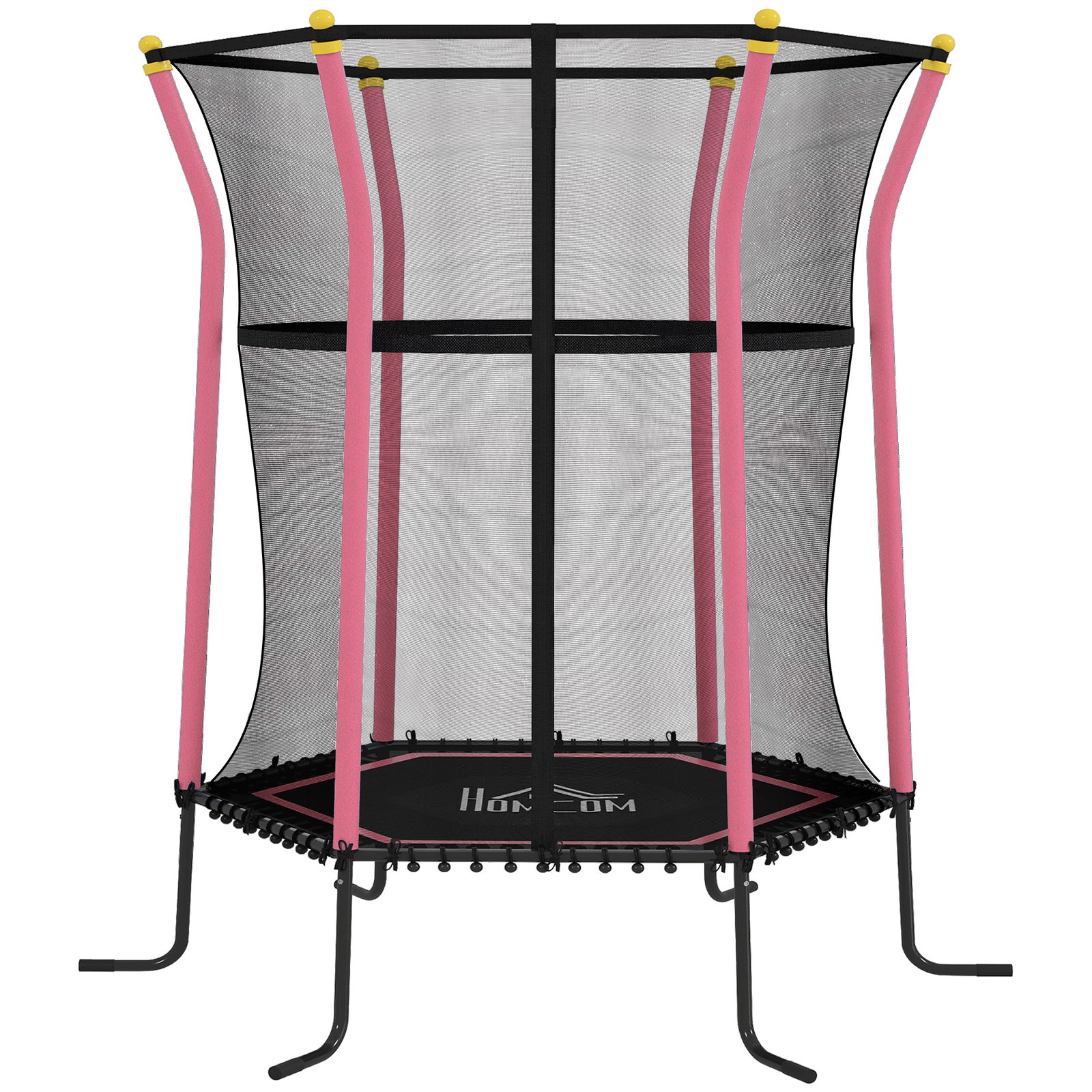 Trampolim para crianças cama elástica infantil com rede de segurança para interiores e exteriores ø163,5x190 cm rosa