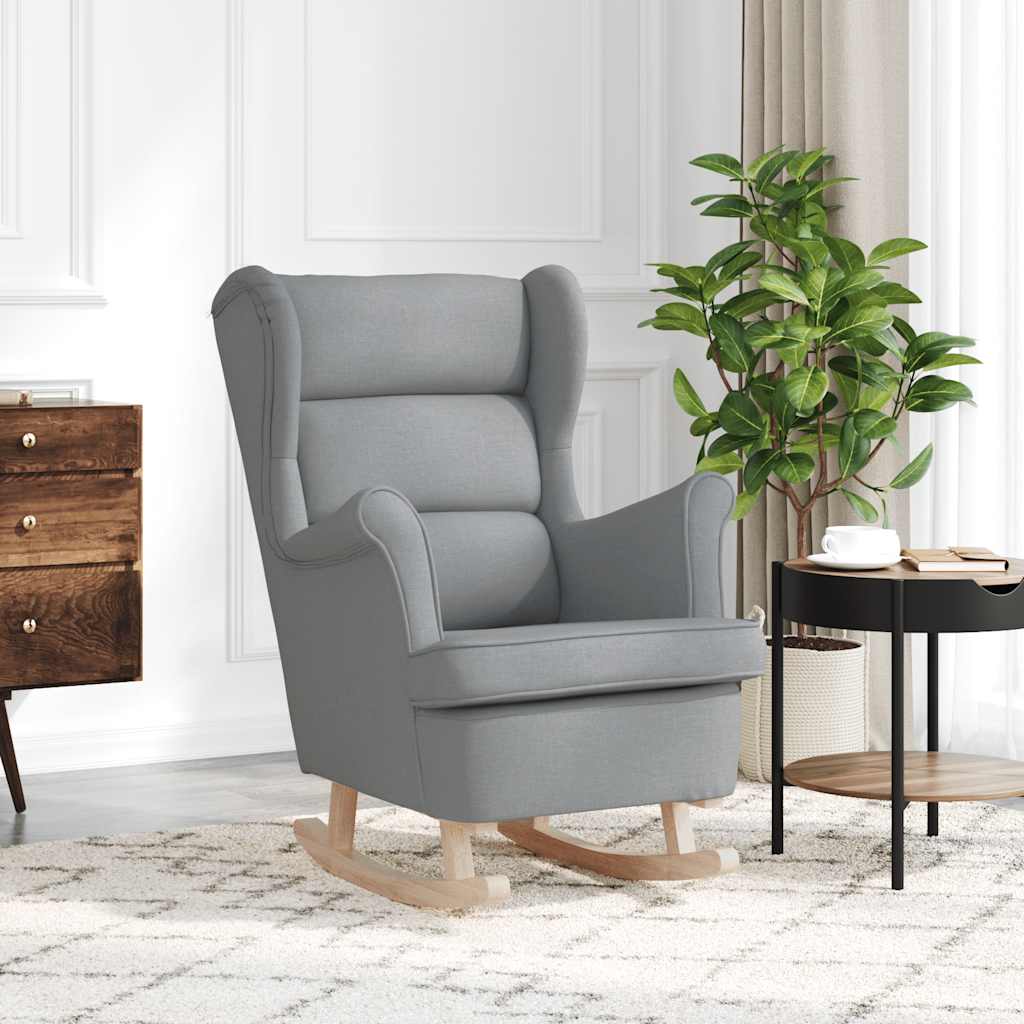 Cadeira de baloiço 74x90x102 cm tecido cinzento-claro