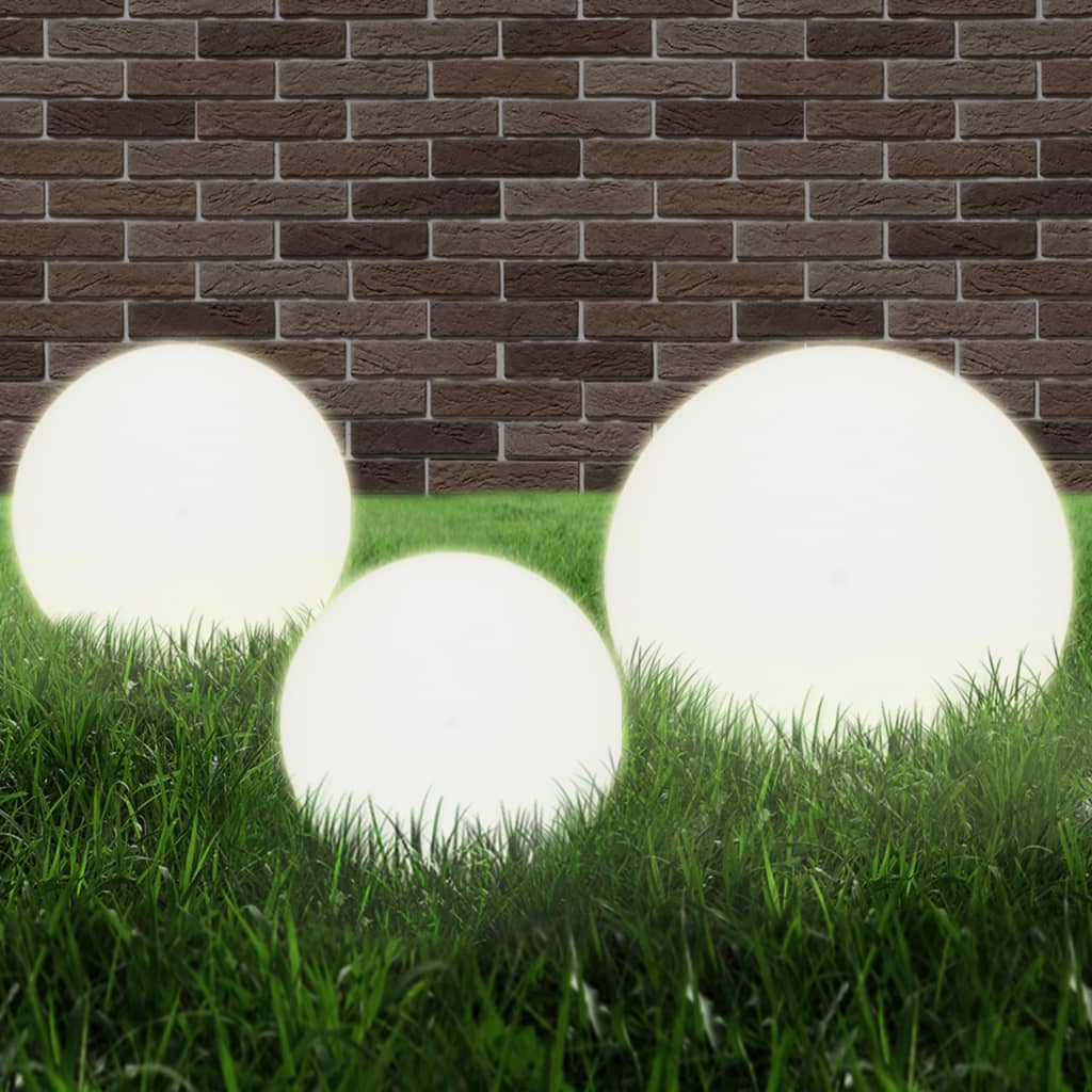 Conjunto de candeeiros esféricos LED 3 pcs 20/30/40 cm pmma