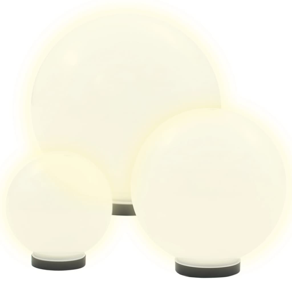 Conjunto de candeeiros esféricos LED 3 pcs 20/30/40 cm pmma