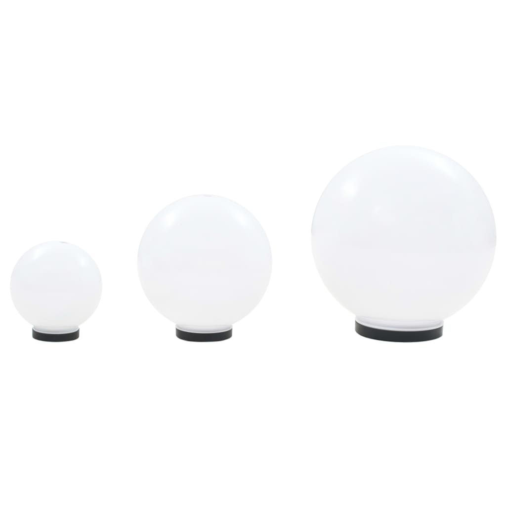 Conjunto de candeeiros esféricos LED 3 pcs 20/30/40 cm pmma