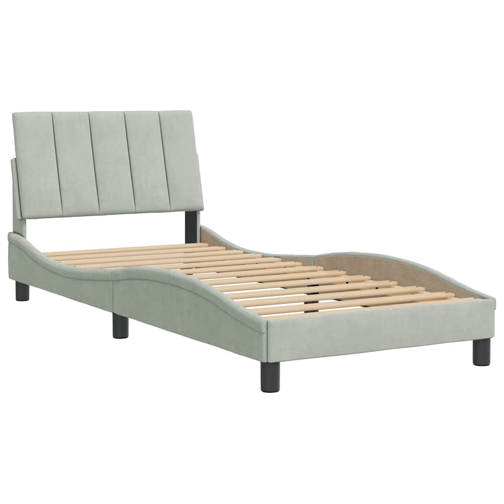 Estrutura de cama sem colchão hanko 90x200 cm veludo cinzento-claro