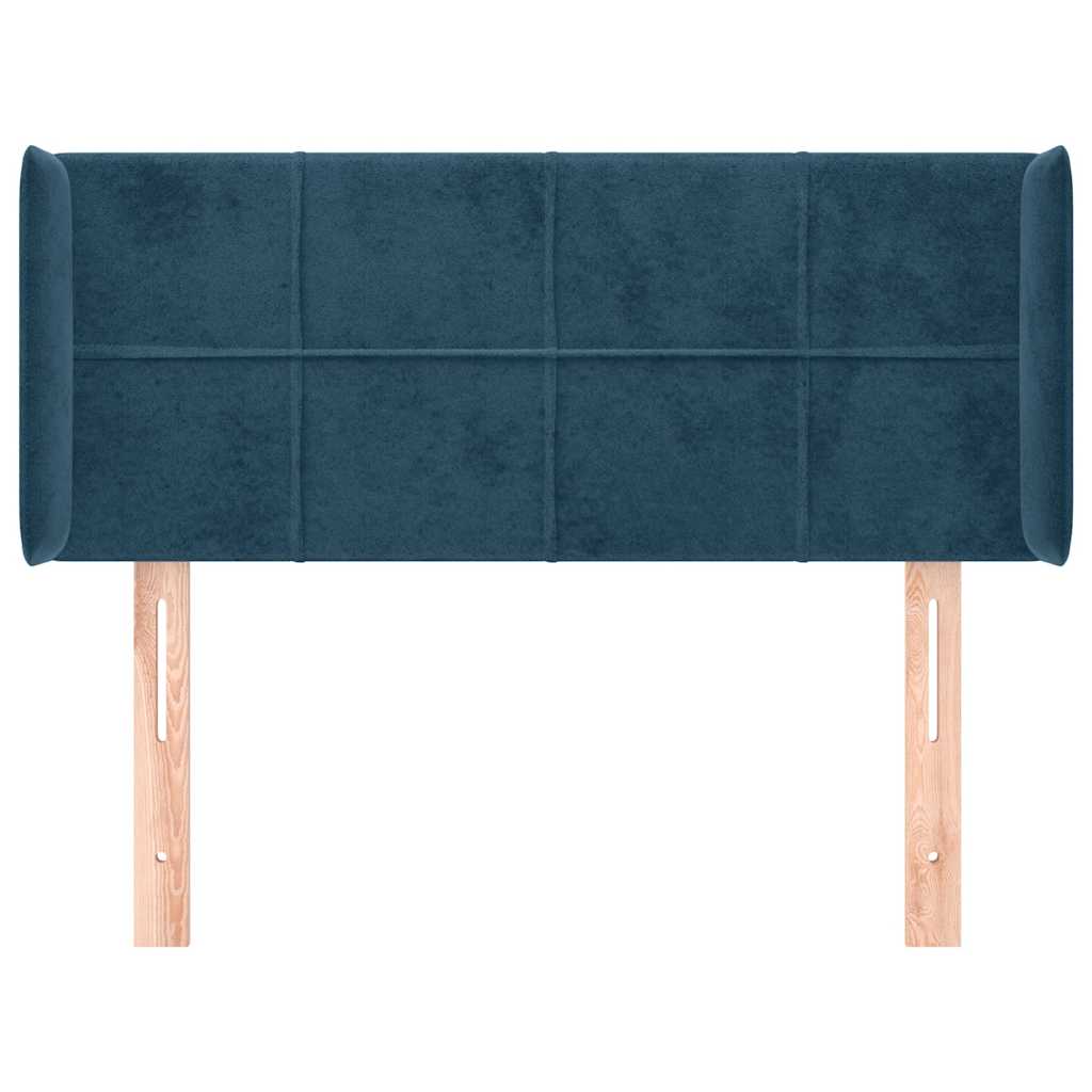 Cabeceira de cama c/ abas veludo 93x16x78/88 cm azul-escuro