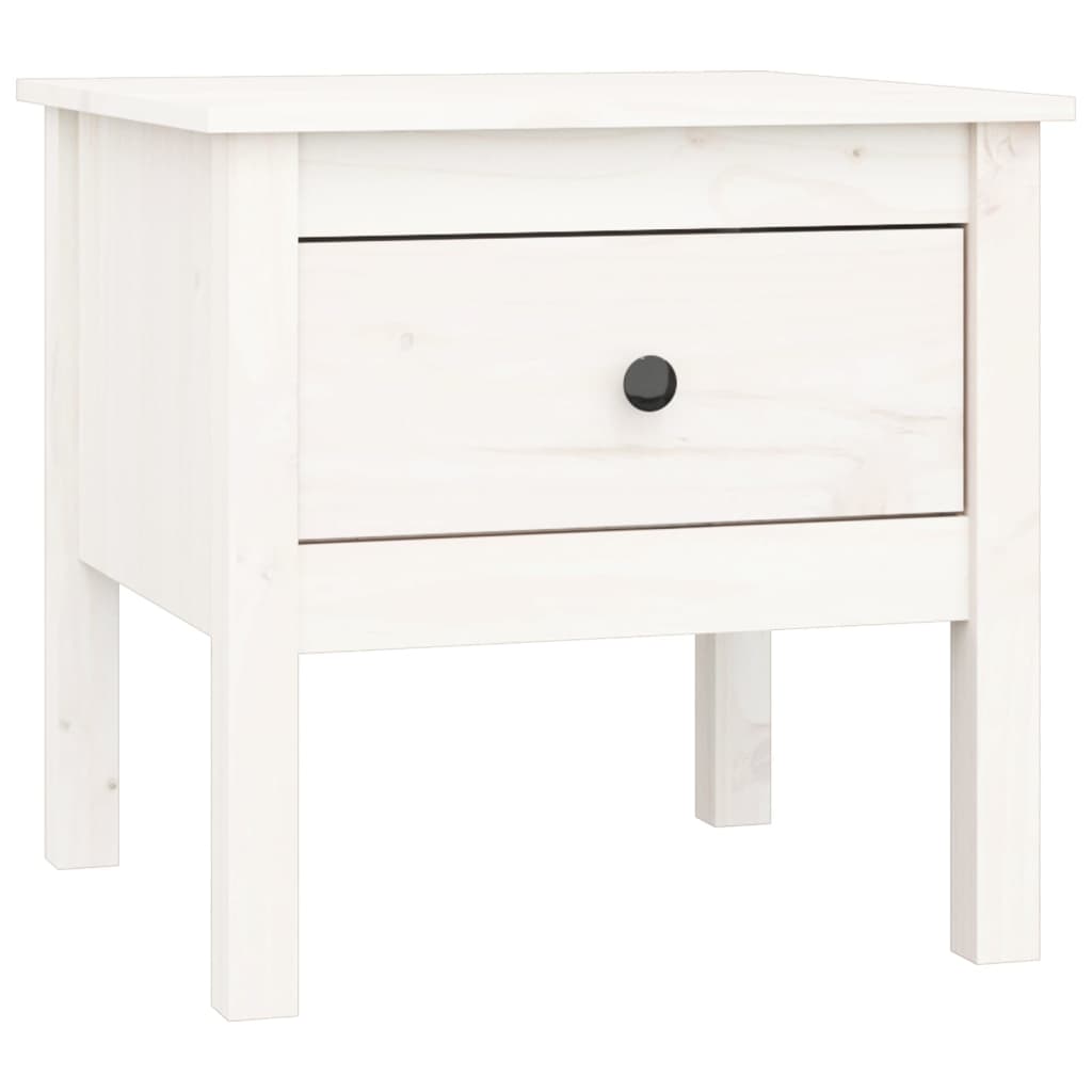 Mesas de apoio 2 pcs 50x50x49 cm madeira de pinho maciça branco