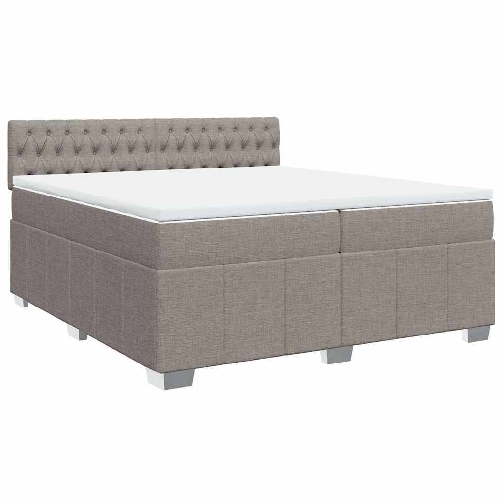 Cama com molas/colchão 200x200 cm tecido castanho-acinzentado