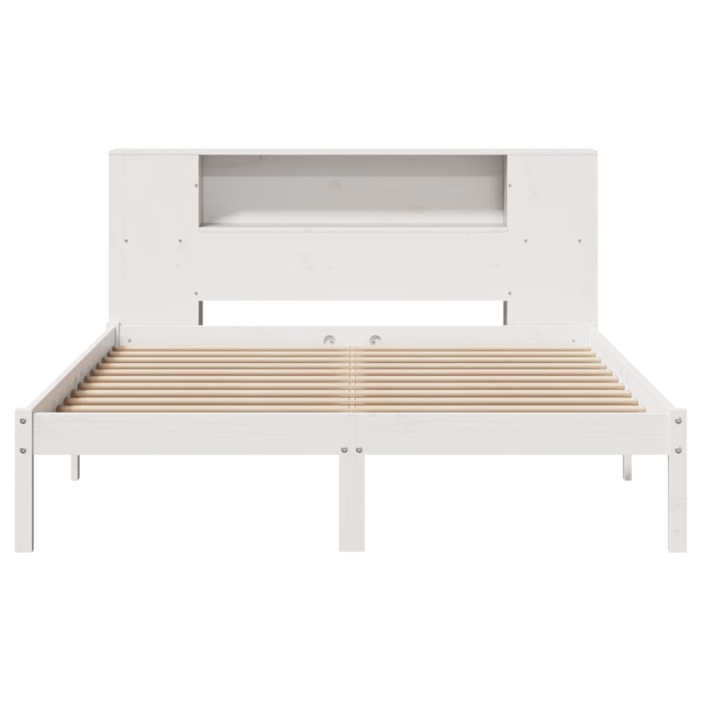 Cama com estante sem colchão 150x200 cm pinho maciço branco