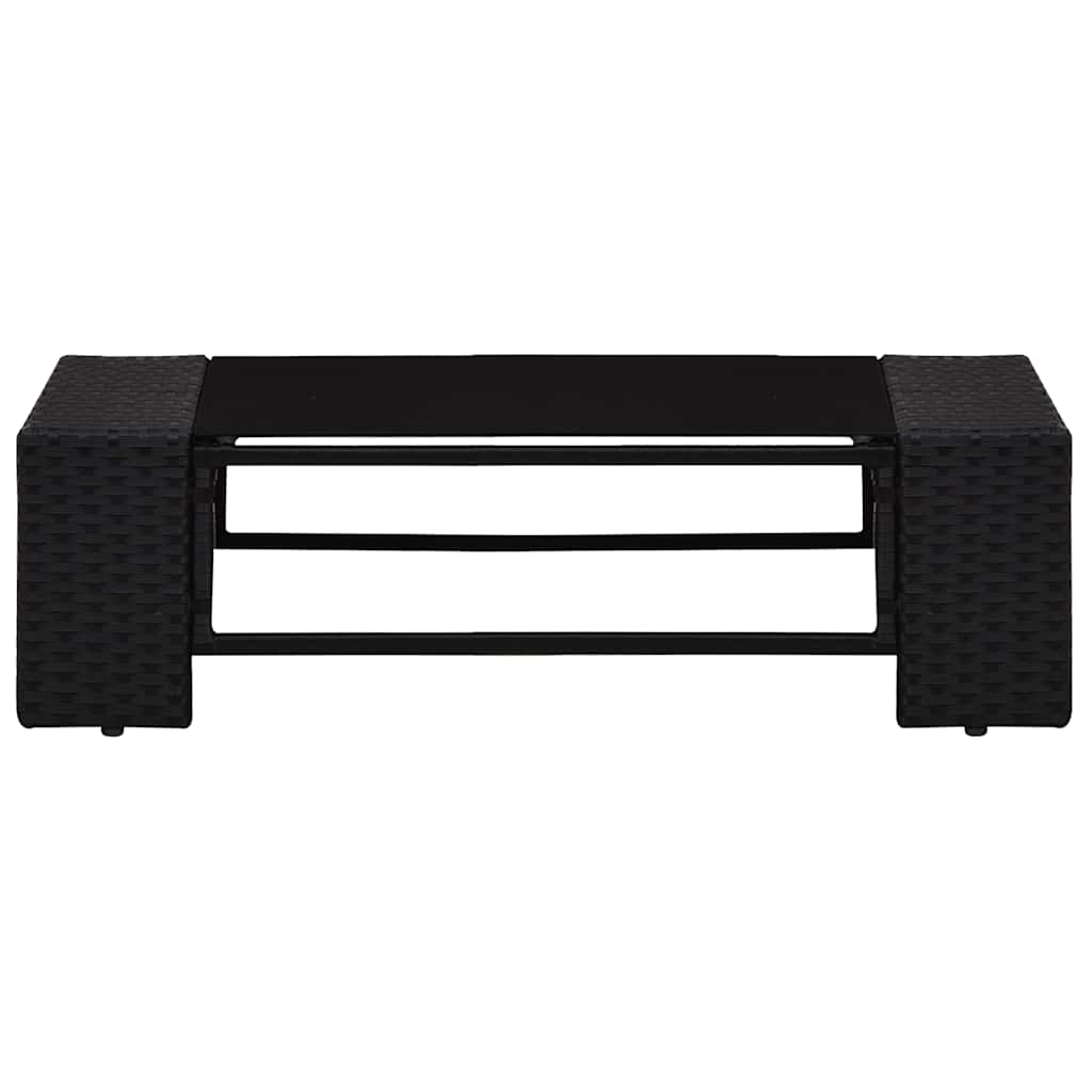 5 Pcs conjunto lounge para jardim vime PE preto