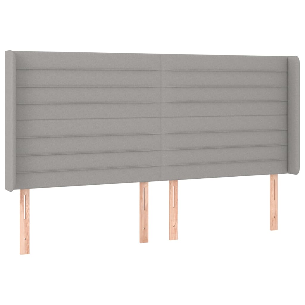 Cabeceira cama c/ luzes LED tecido 183x16x118/128cm cinza-claro