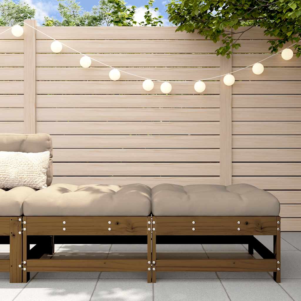 Apoios pés jardim c/ almofadões 2 pcs pinho maciço castanho-mel