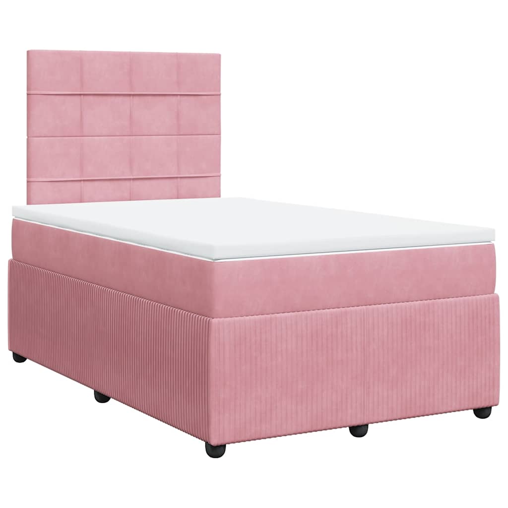 Cama boxspring com colchão 120x200 cm veludo rosa