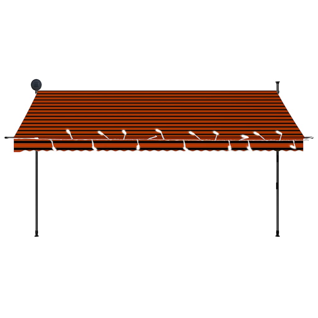 Toldo retrátil manual com LED 350 cm laranja e castanho